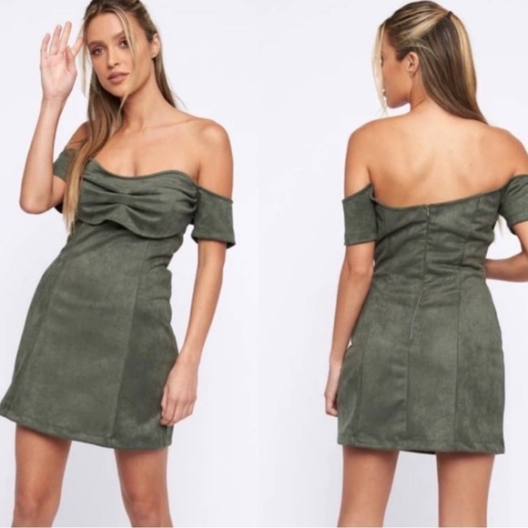 LIONESS Win Some Lose Some Ruched Mini Dress in Moss Green XS - Picture 2 of 9